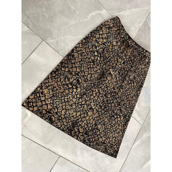 Vintage 90s Metallic Snake Skin La Cite Skirt S - Picture 2 of 7